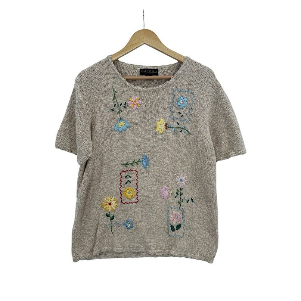 Vintage Salon‎ Studio by Haband Woman Sweater Sz L Grannycore Cottagecore Retro